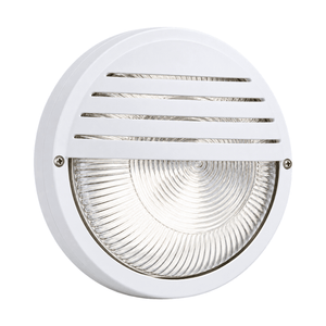 PVC Bulkhead with Clear Glass Round with Grid on a white background