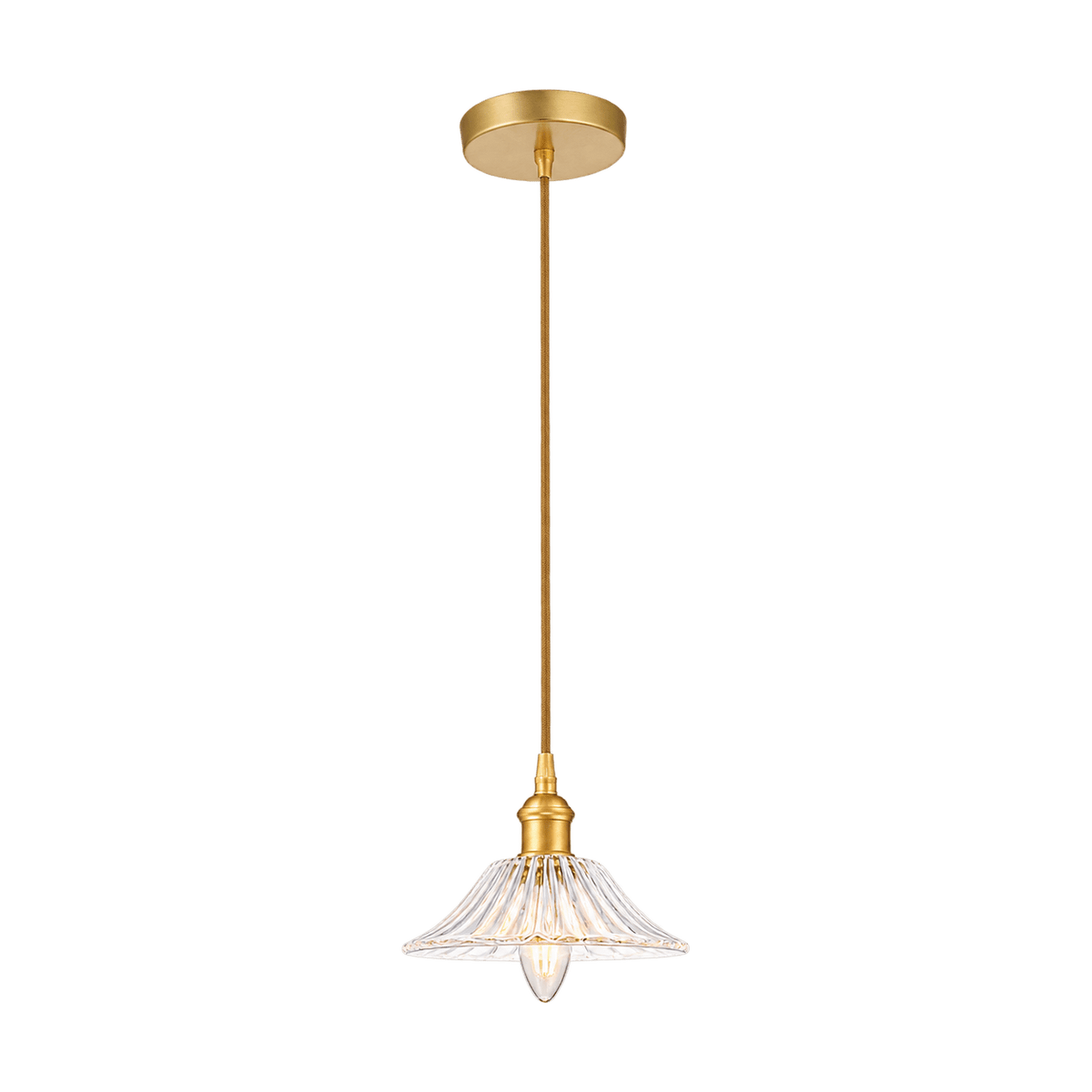 Transparent background catalog image of Vintage Cut Glass Pendant Light Satin Gold - Anika