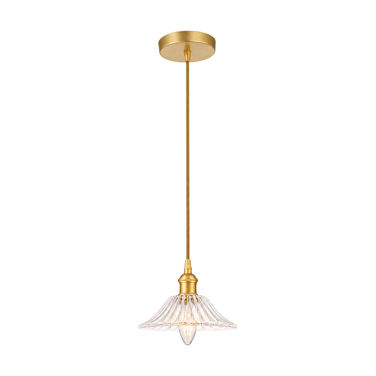 White background catalog image of Vintage Cut Glass Pendant Light Satin Gold - Anika