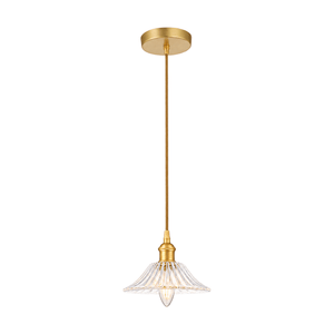 White background catalog image of Vintage Cut Glass Pendant Light Satin Gold - Anika
