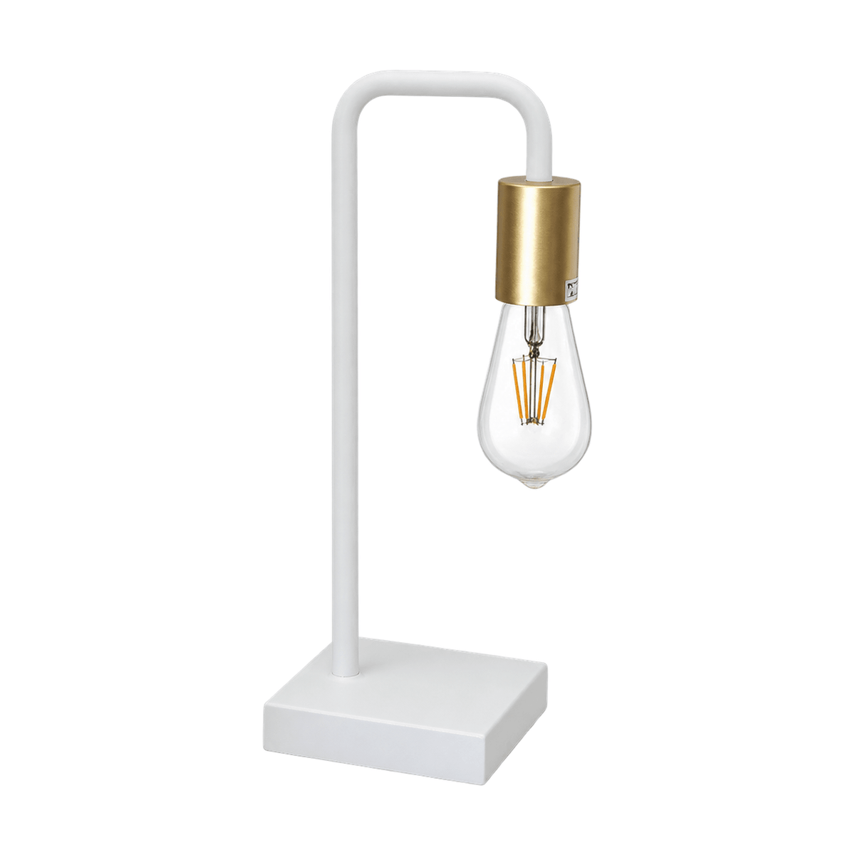 Amelia White & Satin Gold Table Lamp - Modern Aesthetic on a white background