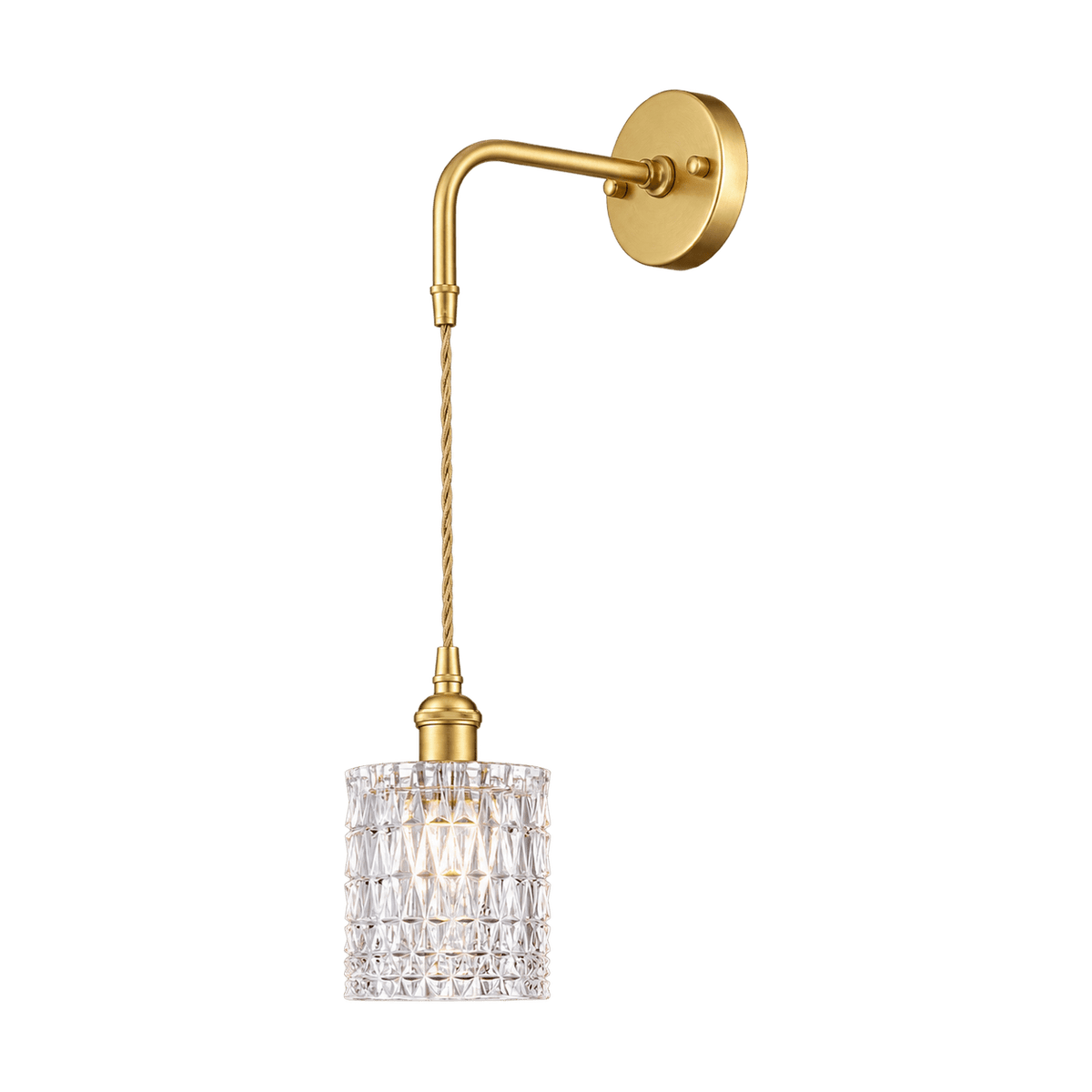 Adriana Satin Gold Wall Light - Vintage Cut Glass on a transparent background