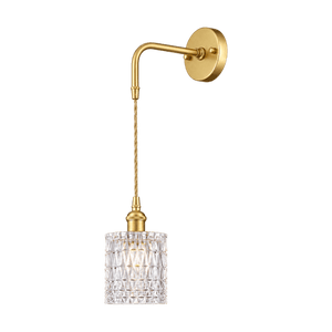 Adriana Satin Gold Wall Light - Vintage Cut Glass on a transparent background