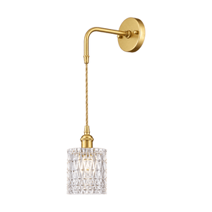 Adriana Satin Gold Wall Light - Vintage Cut Glass on a white background