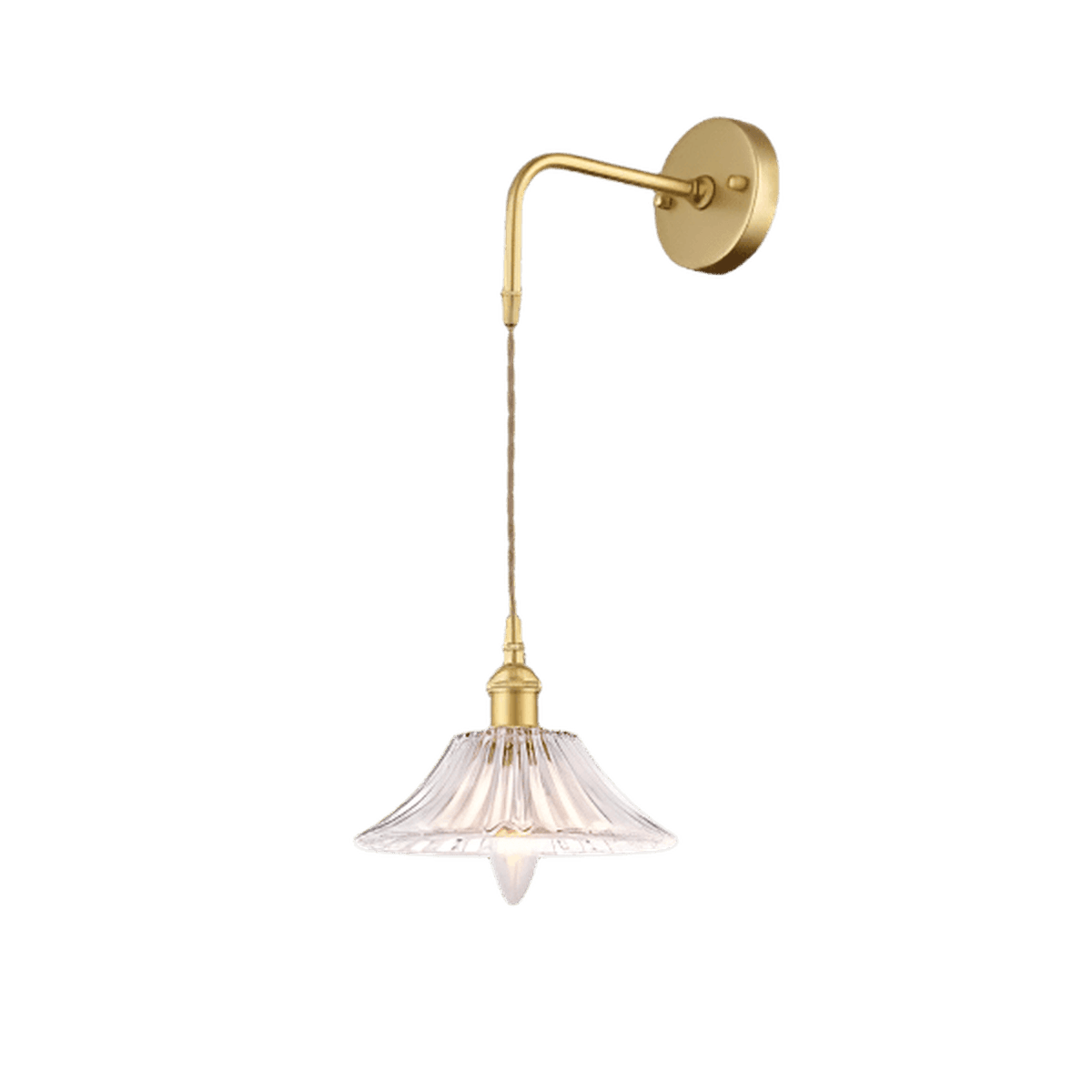 Angelica Satin Gold Wall Light - Vintage Cut Glass — transparent background