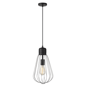 Amaya Black Metal Pendant Light - Modern Chrome Frame — transparent background