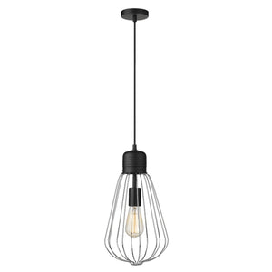 Amaya Black Metal Pendant Light - Modern Chrome Frame — white background
