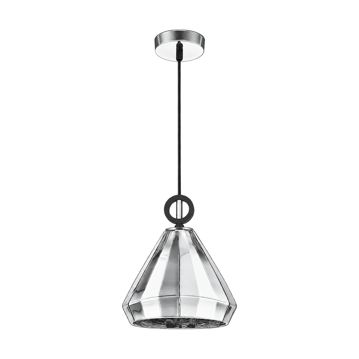Jasmine Chrome Glass Pendant Light on a transparent background