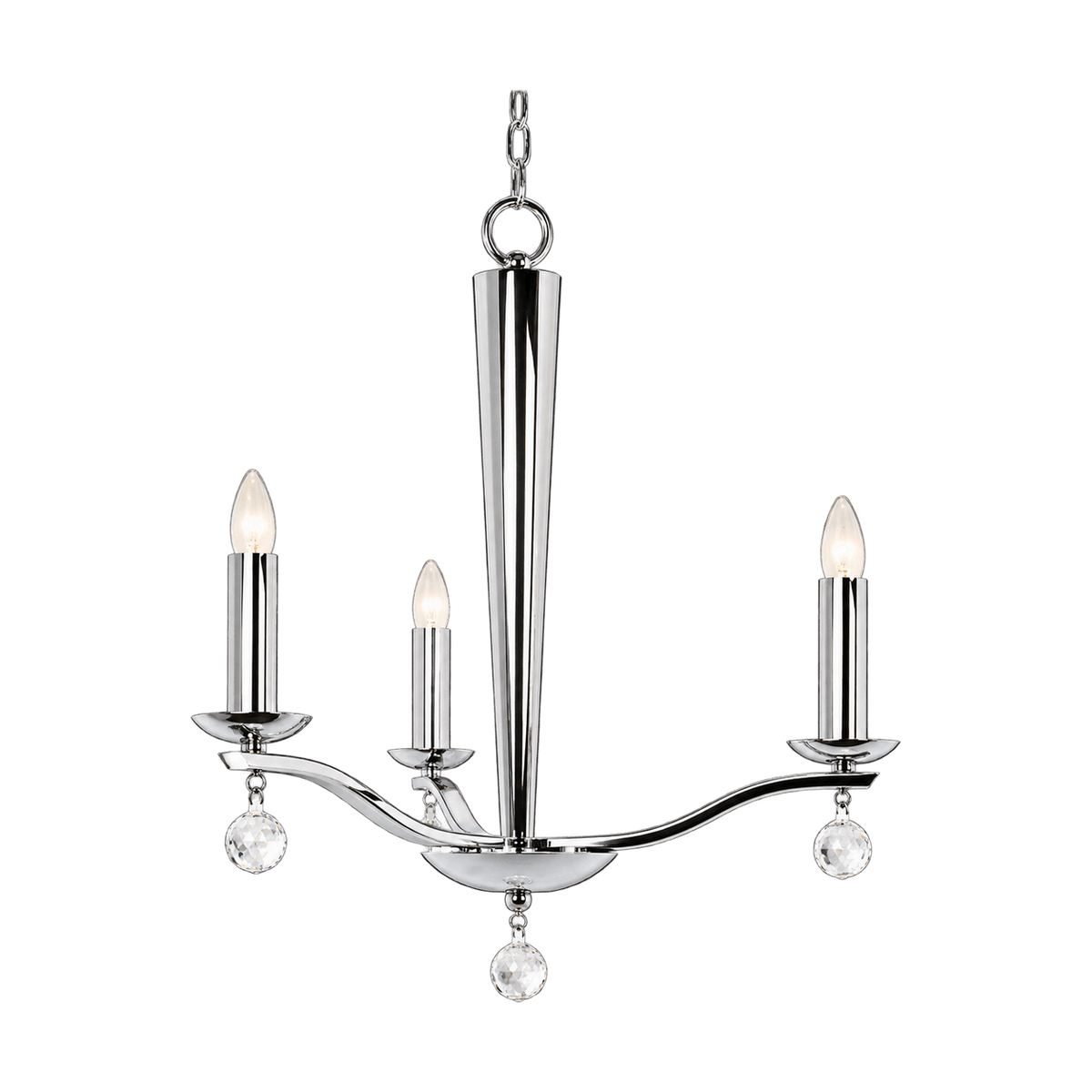 Hadley Chrome Chandelier 3 Arms on a transparent background