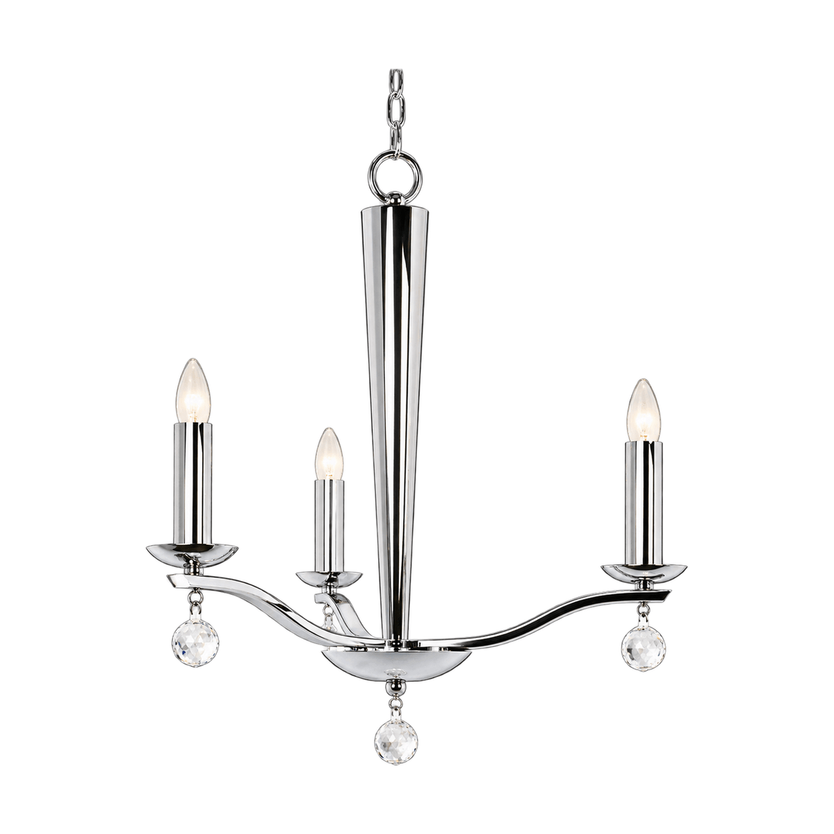 Hadley Chrome Chandelier 3 Arms on a white background