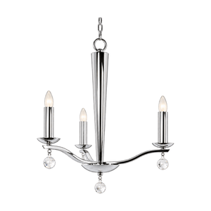 Hadley Chrome Chandelier 3 Arms on a white background