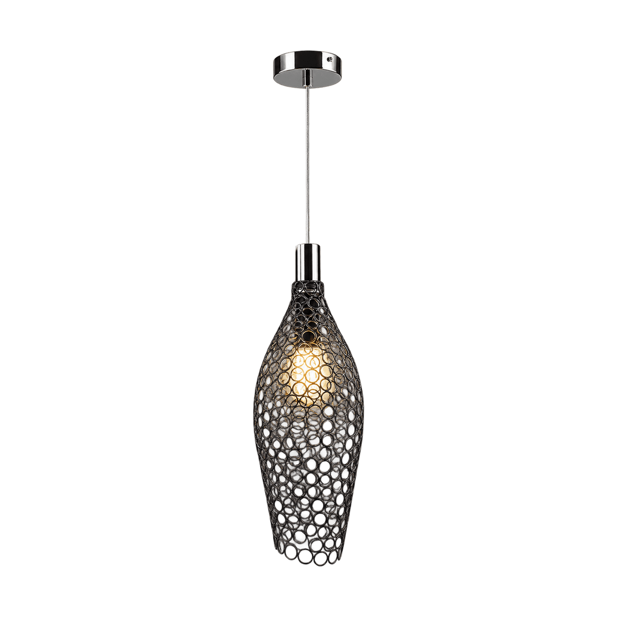 Emily Black Metal Pendant Light LED Warm White on a transparent background