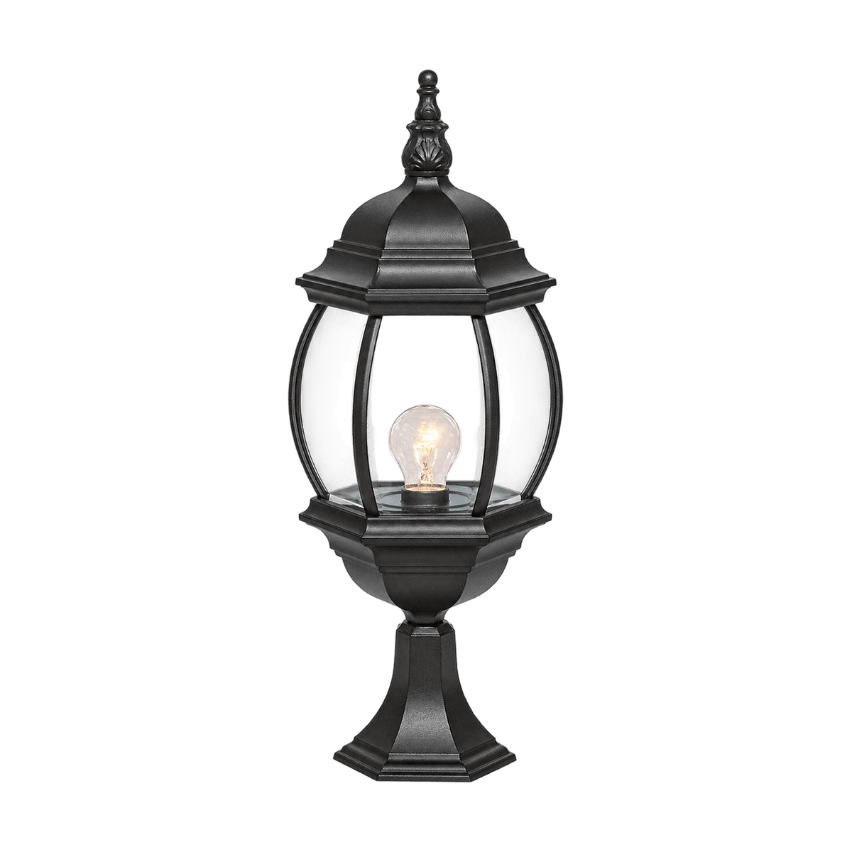 John Black Outdoor Pillar Lantern IP44 on a transparent background