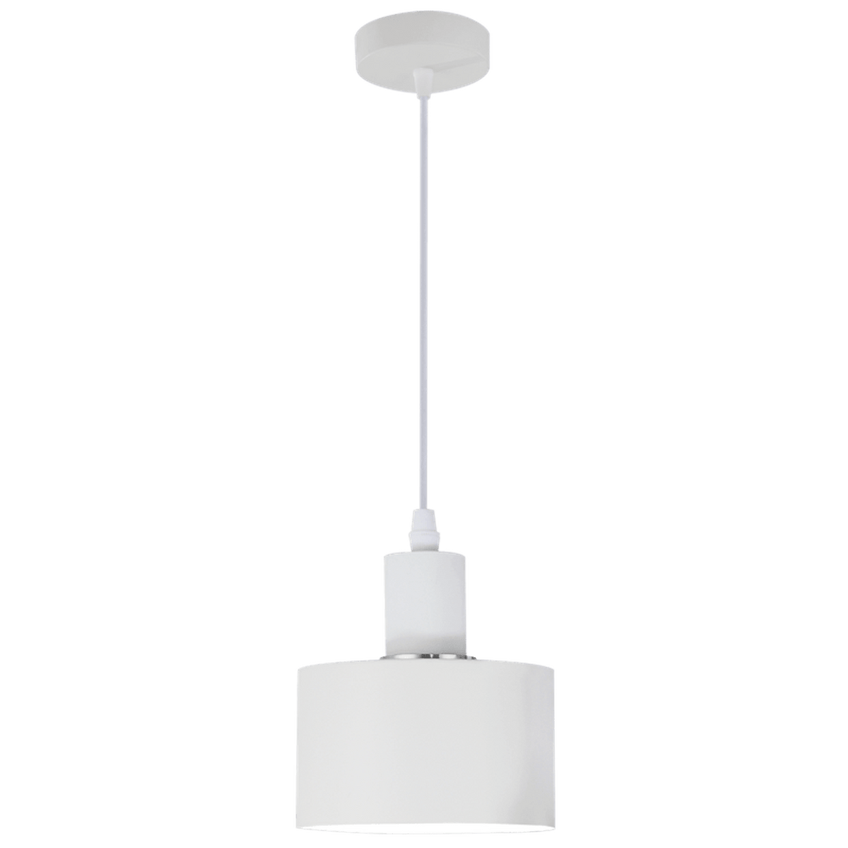 White Metal Pendant Light Adjustable Cord E27 Base — transparent background