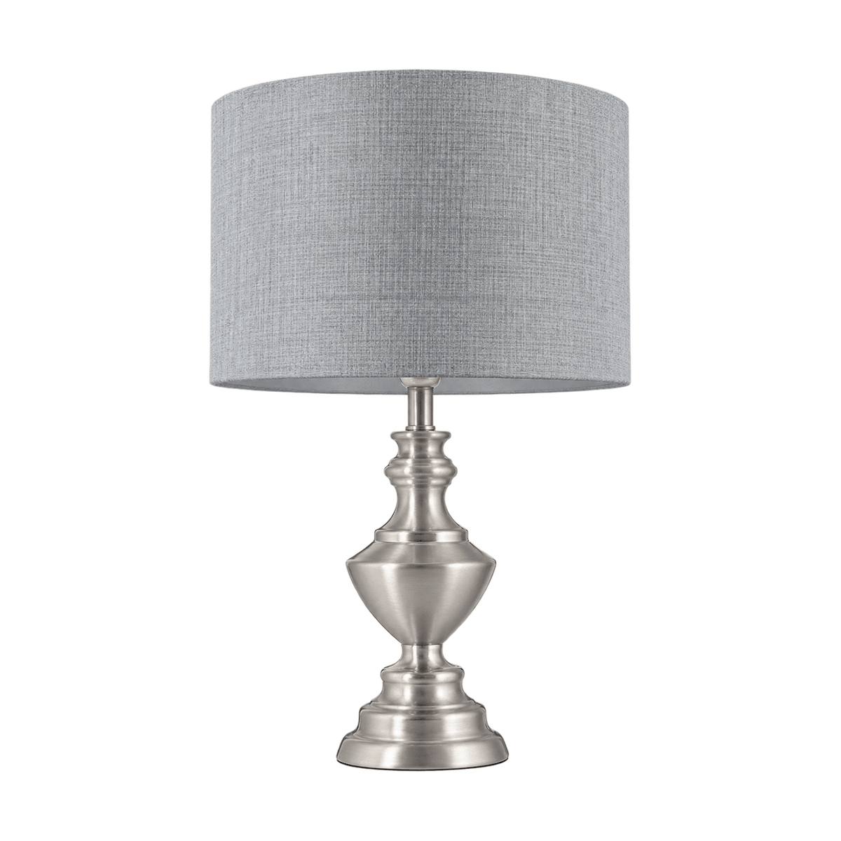 Satin Chrome Table Lamp - Smoke Shade on a white background