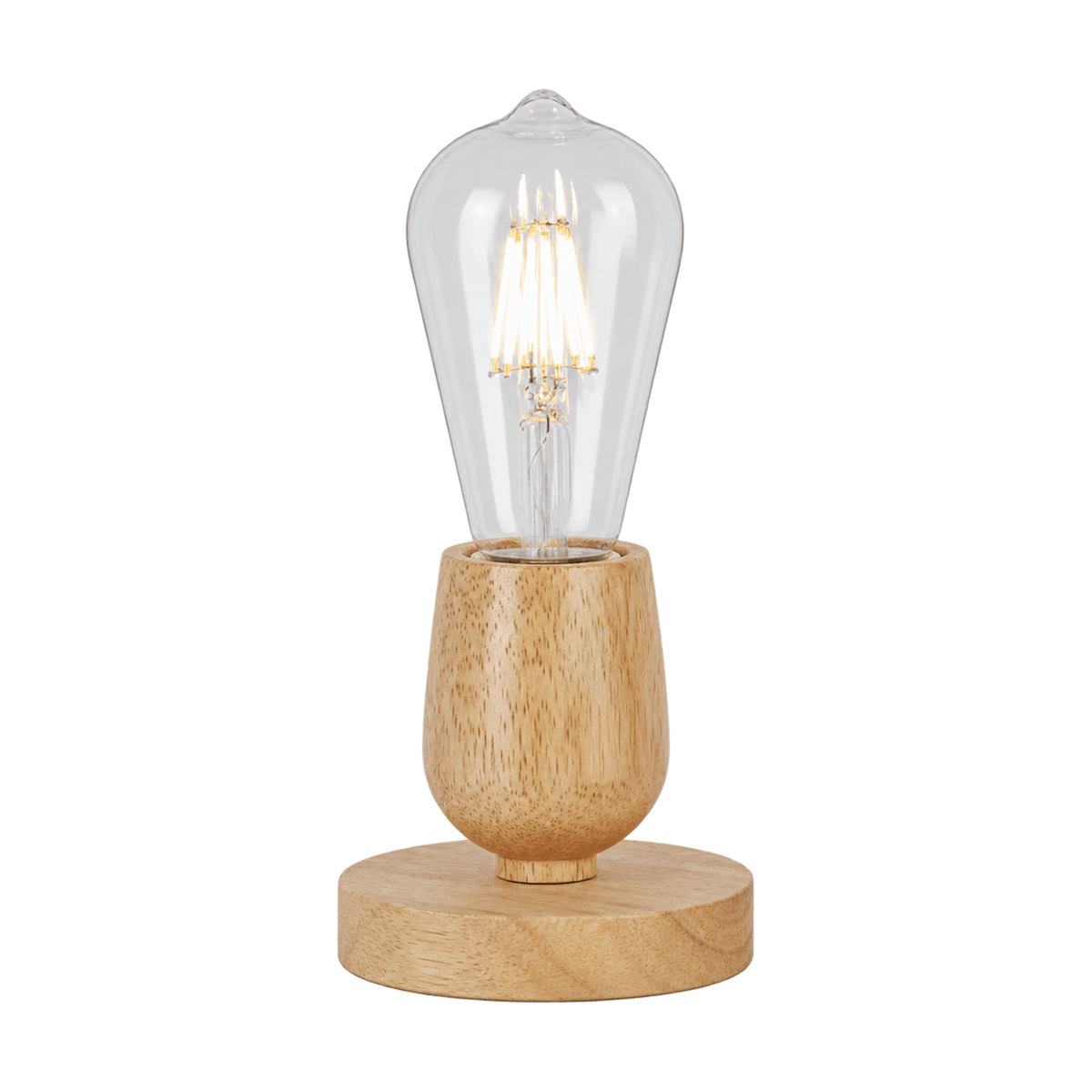 Brightstar Wood Metal Table Lamp Compact Design on a white background