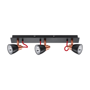 Black & Copper Adjustable Spot Light GU10 Bar on a white background