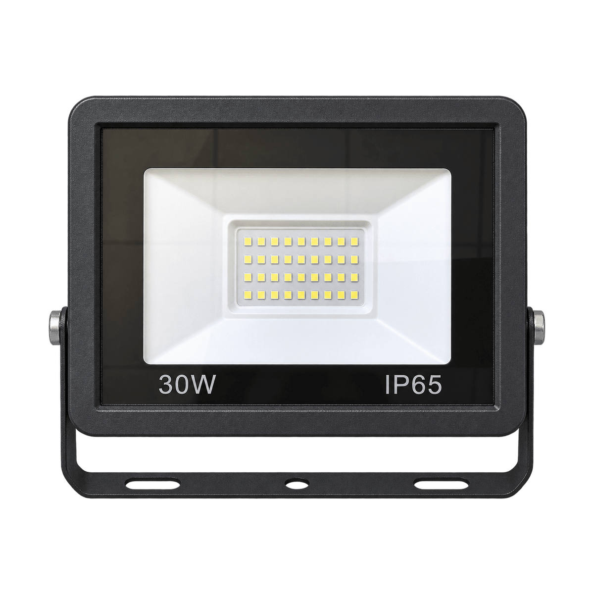 30W Black LED Floodlight Outdoor IP65 6000K on a white background