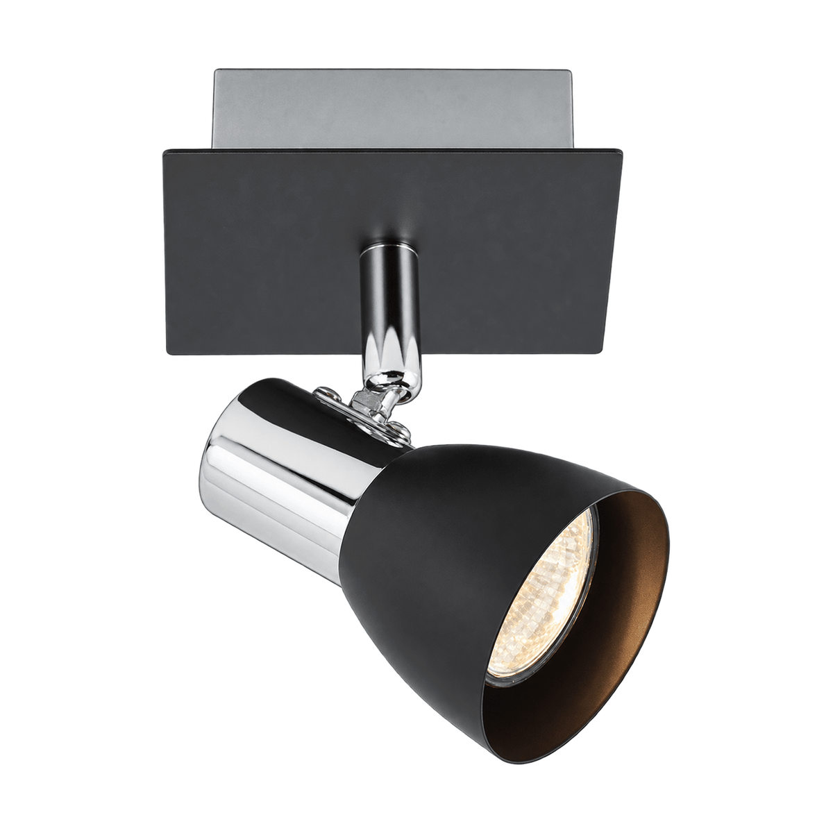 Black GU!) Spotlight with Polished Chrome on a white background