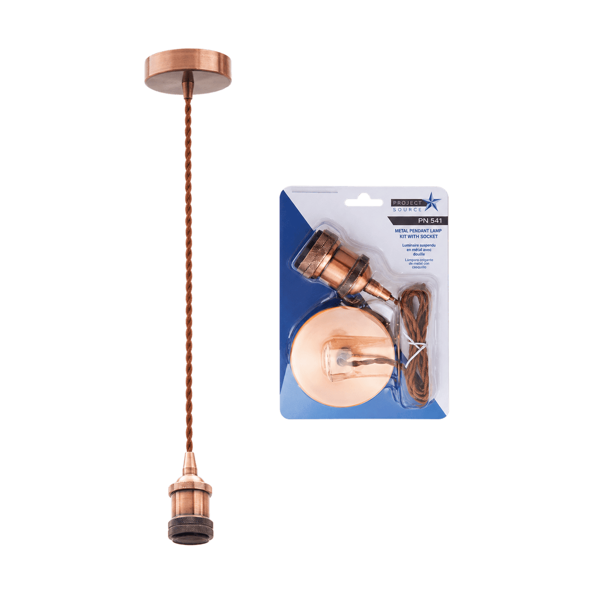 Red & Bronze Pendant Light on a transparent background