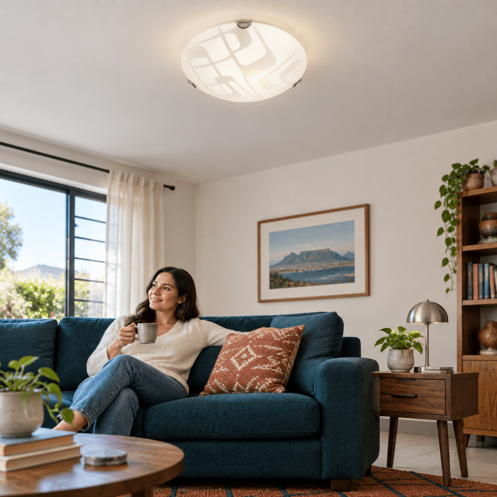 Frosted Glass Ceiling Light Chrome Clips