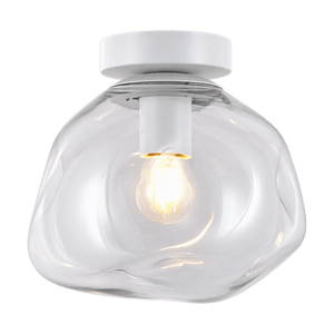 Small Glass Molten Ceiling Light – Clear Glass and White on a transparent background