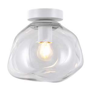 Small Glass Molten Ceiling Light – Clear Glass and White on a white background