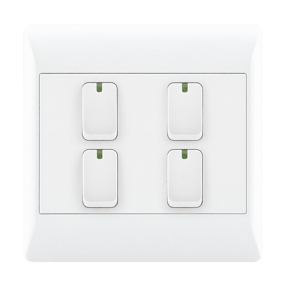 White 4 Lever 1 Way Light Switch on a transparent background