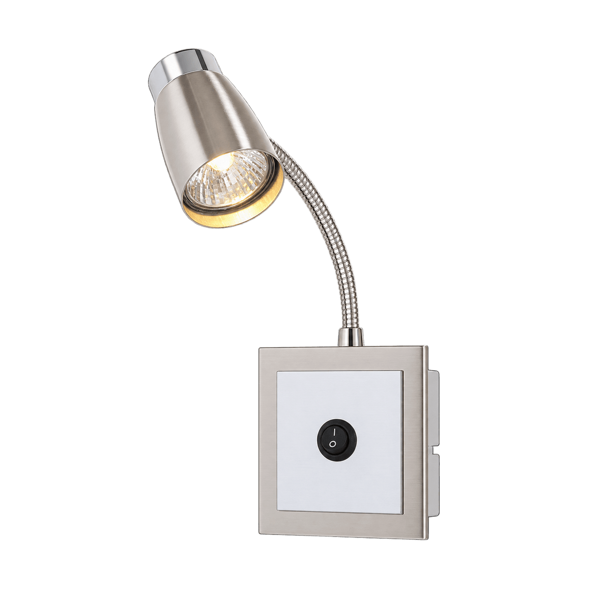 LED Satin & Polished Chrome Wall Light with Switch & Flexible Arm