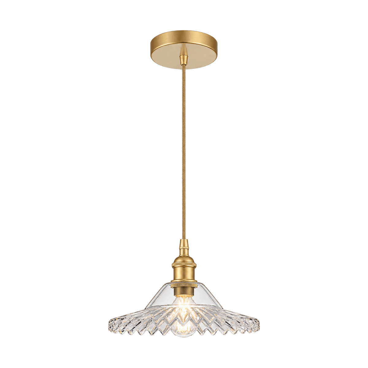Vintage Satin Gold Cut Glass Pendant Light