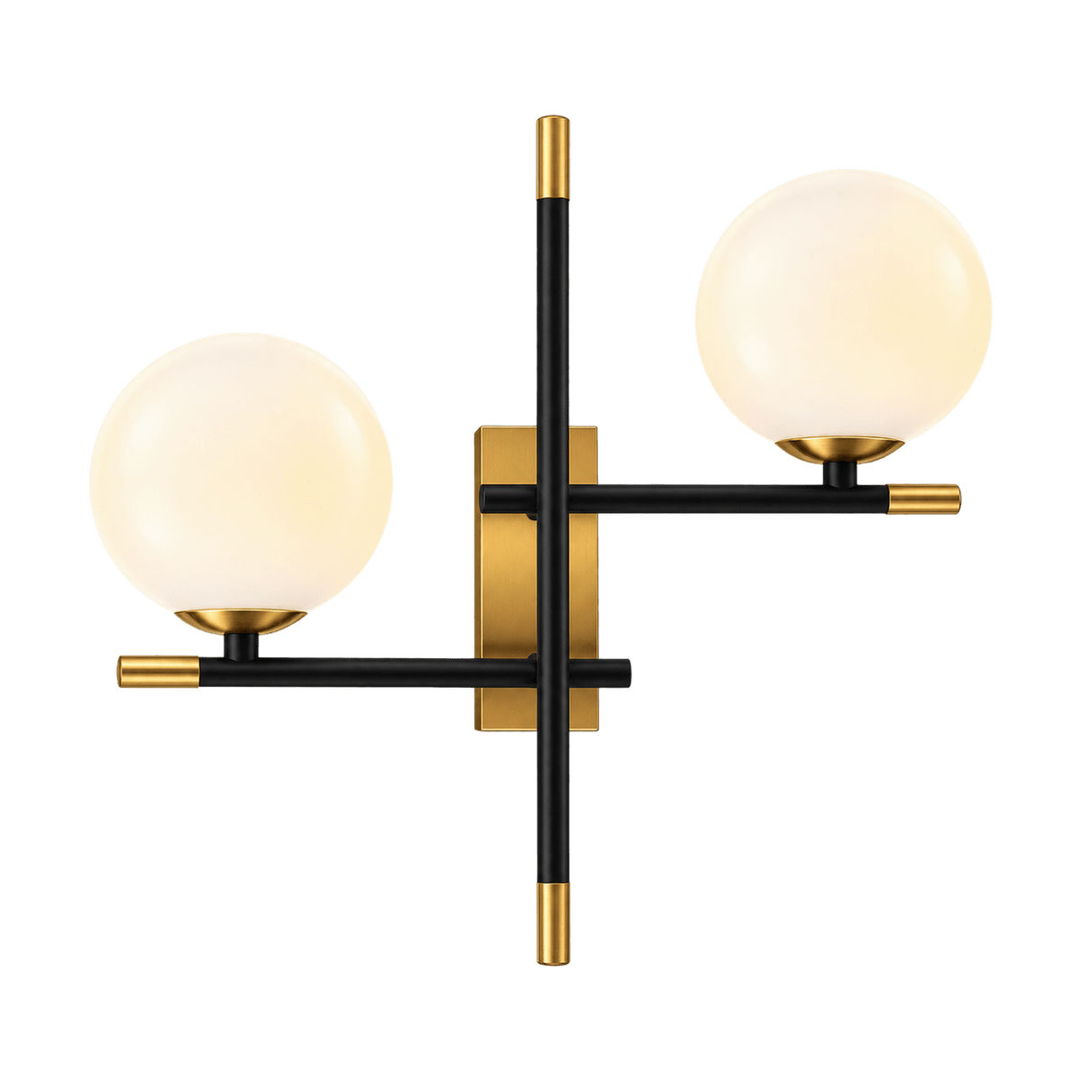 Urban Gold & Black LED Wall Light with Opal Glass