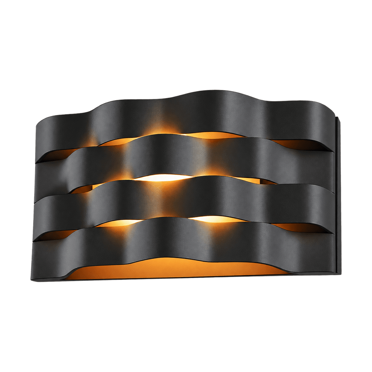 Medium Ripple Black LED Wall Light IP20