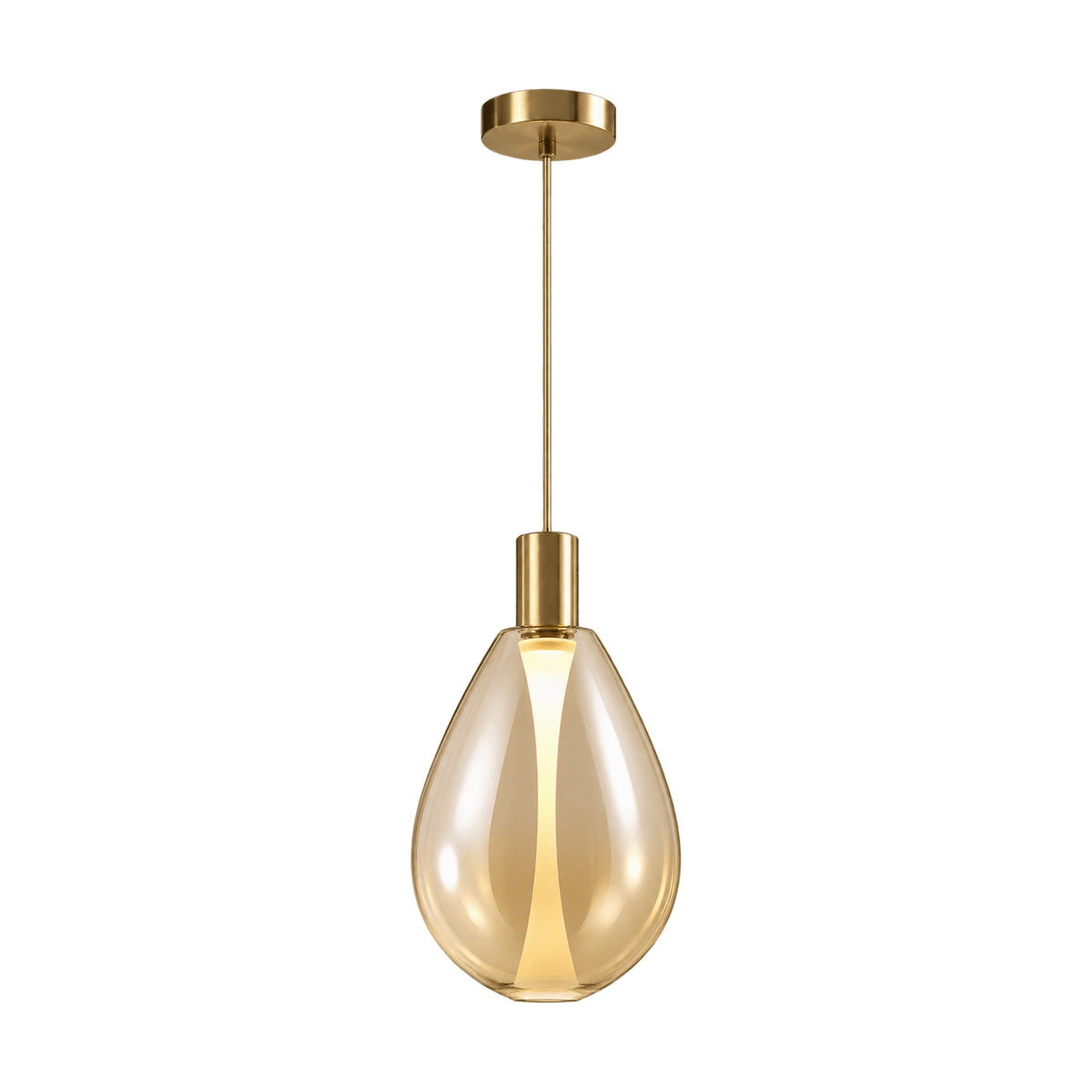 Amber Glass Gold Finish LED Pendant Light