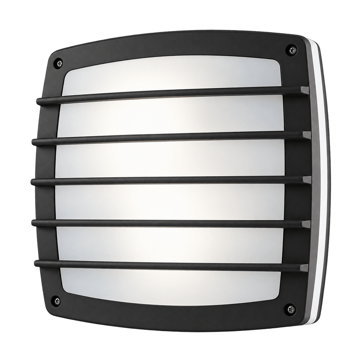 Square Grid Matt Black Bulkhead Light IP54