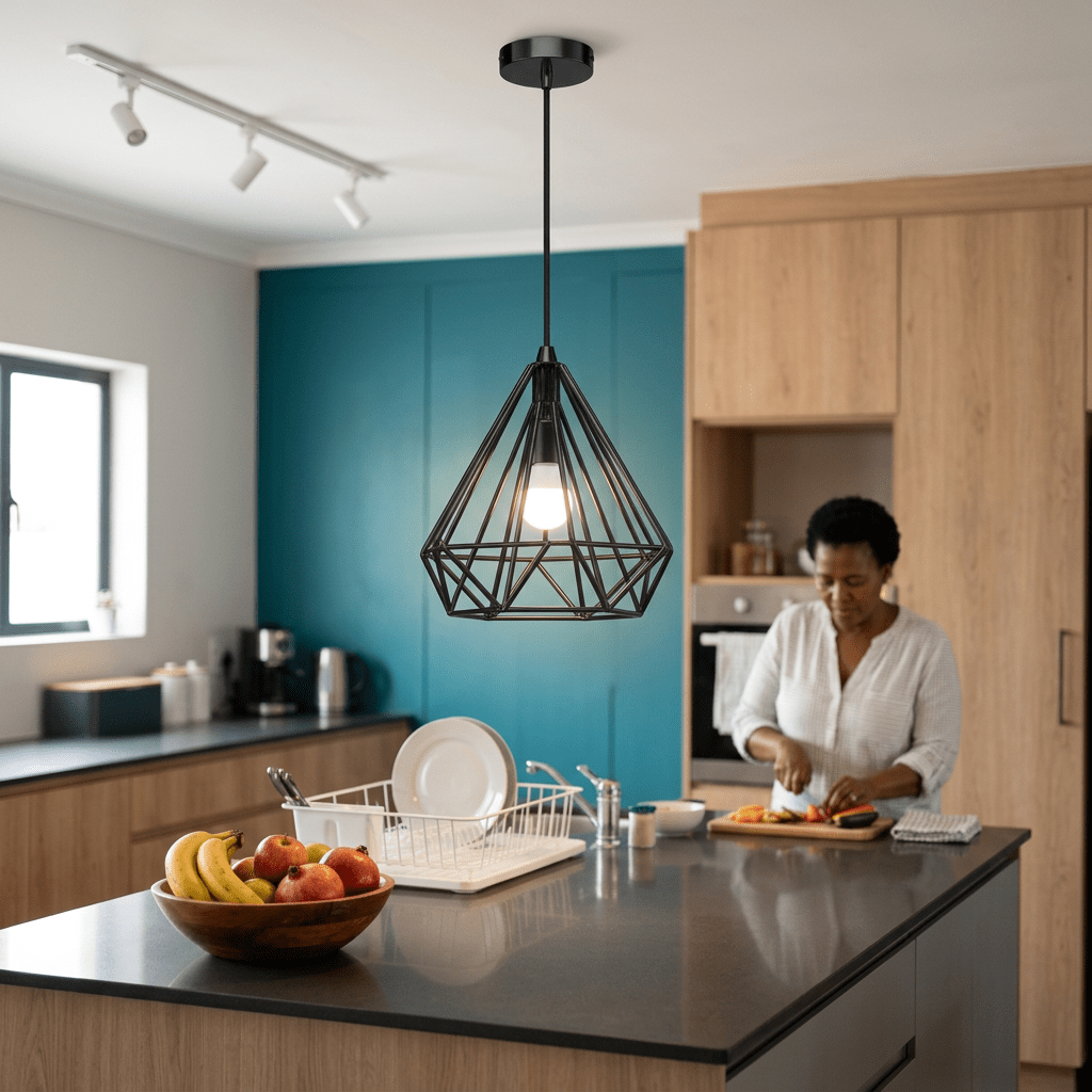 230V 40W E27 Medium Prism Pendant - Black