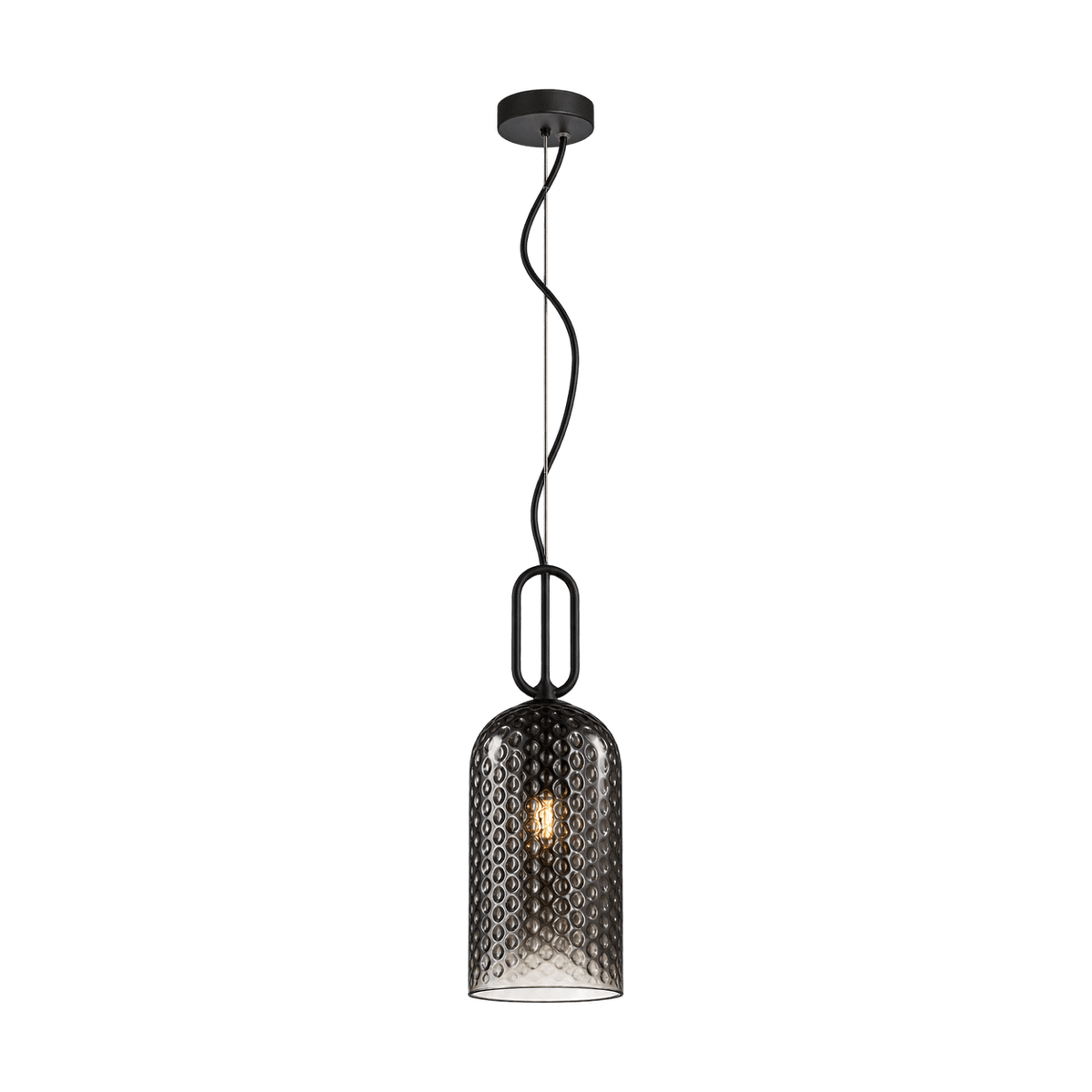 Cypress Smoke Glass Pendant Light Matt Black Indoor