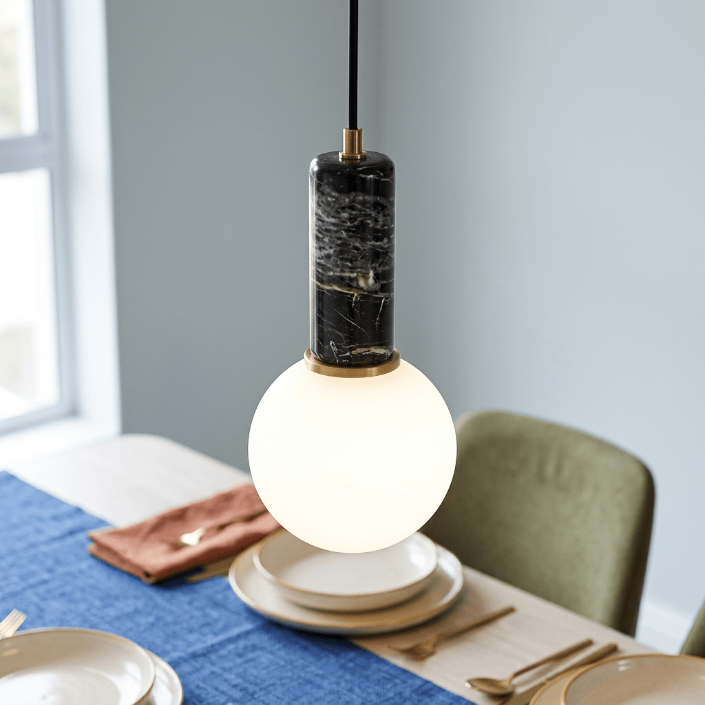 Black Marble Antique Brass LED Pendant Light