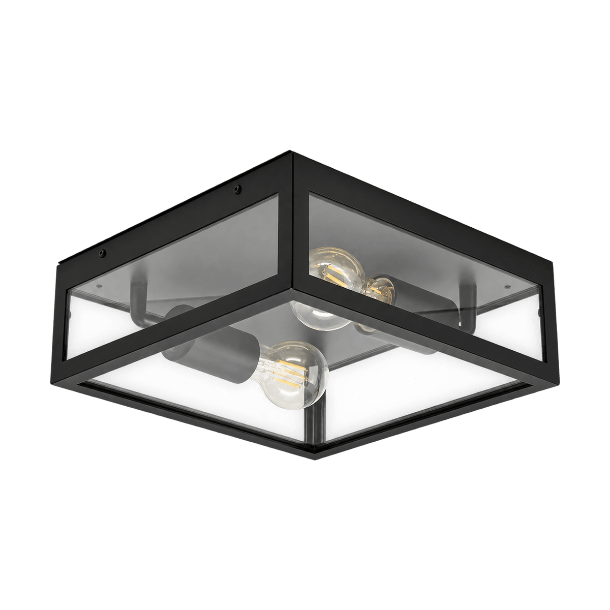 Rubik Black Ceiling Light Stainless Steel Tempered Glass