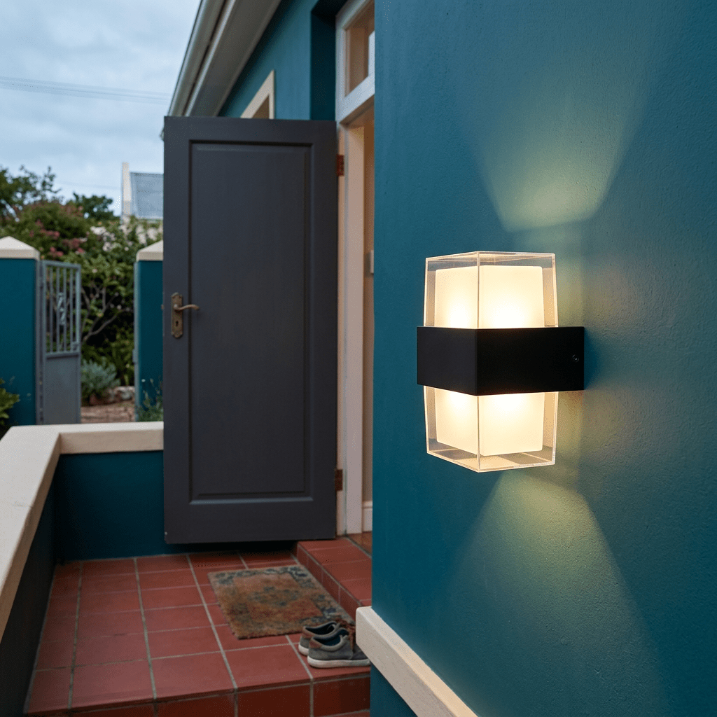 Warm White Black LED Wall Light Up Down IP44
