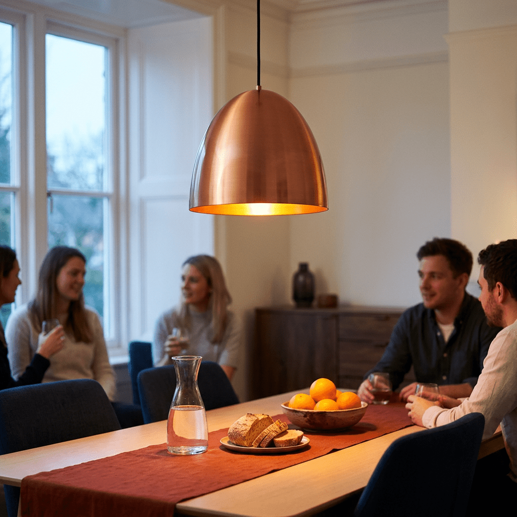 Hype Brushed Copper Pendant Light - Adjustable Height