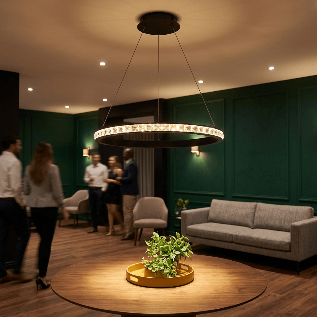 LED Crystal Ring Pendant Light