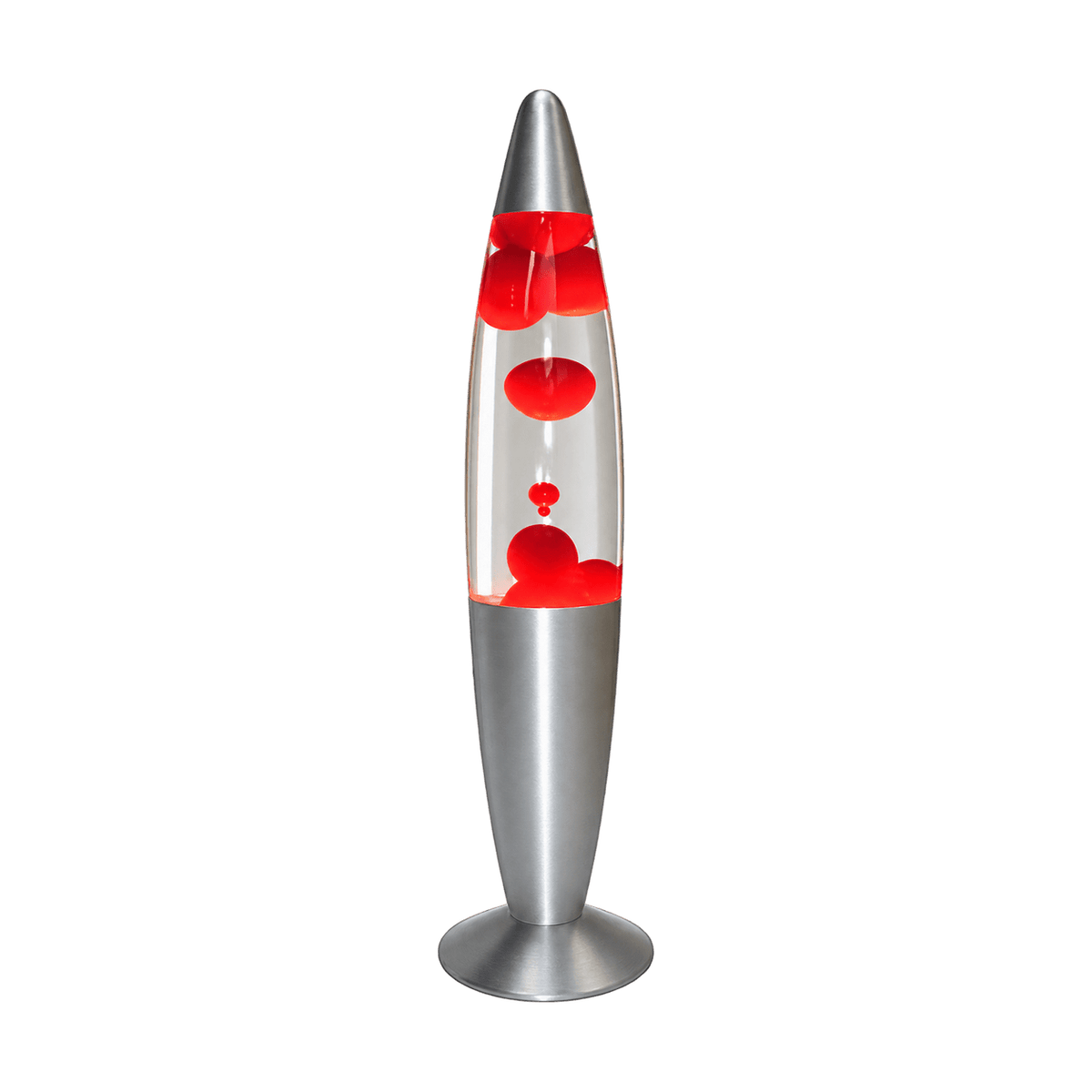Red & Clear Lava Lamp - Silver Base on a transparent background
