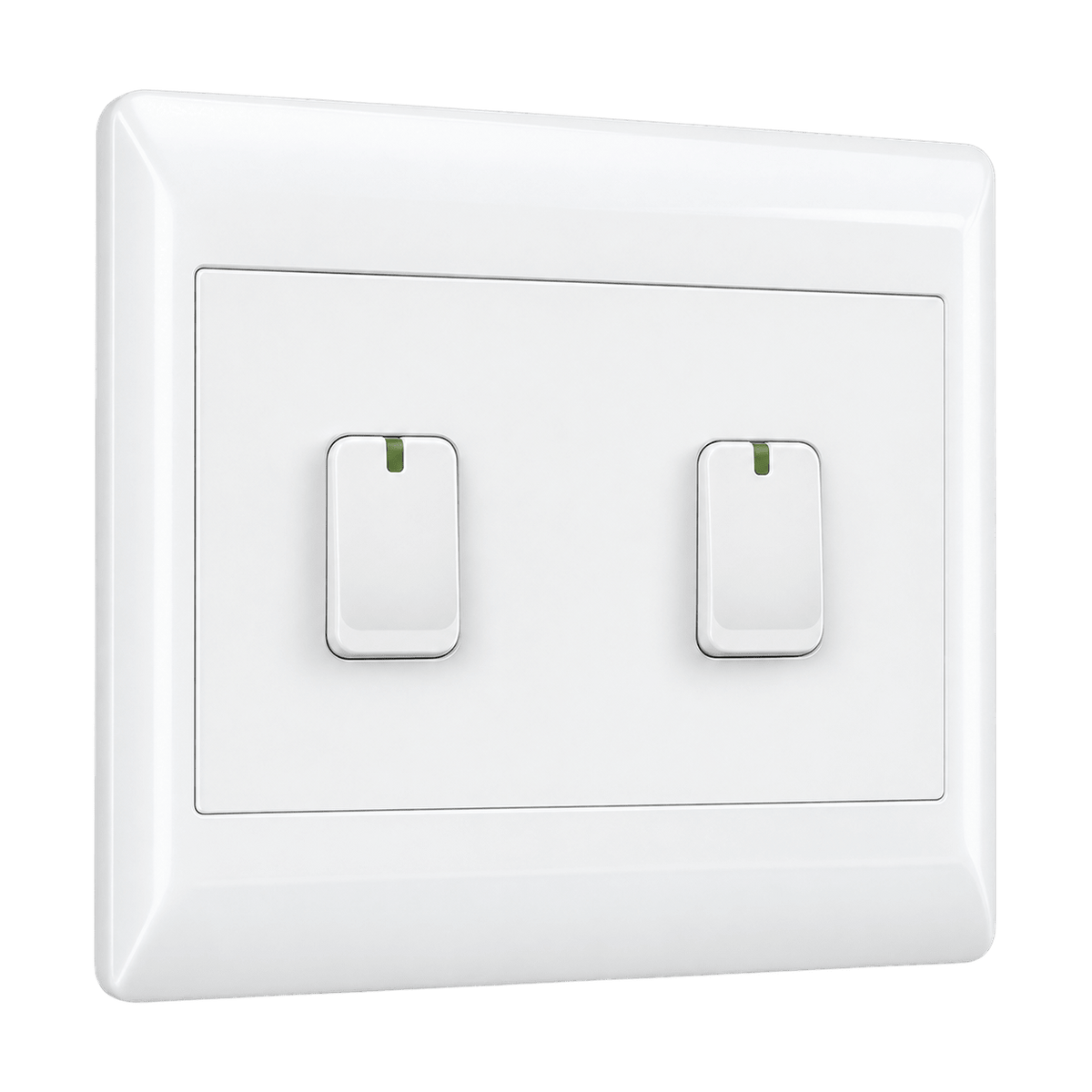 White 2 Lever 1 Way Switch - 4x4 on a transparent background