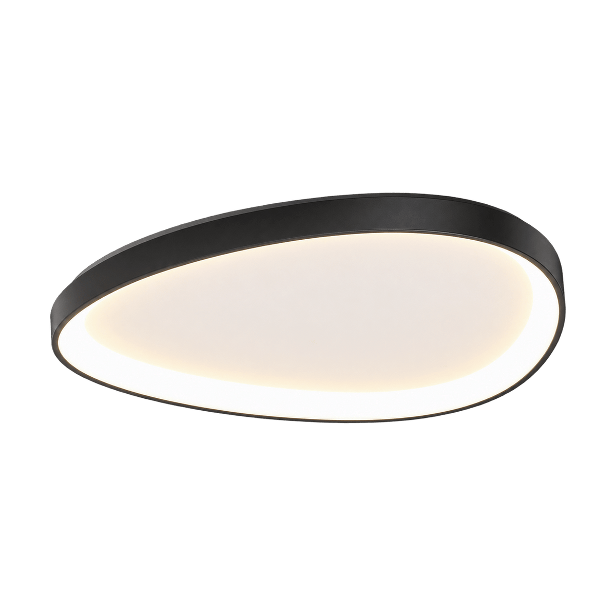 Large Ovoid Black LED Ceiling Fitting - Dimmable Warm White on a transparent background