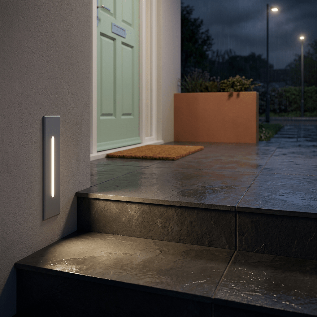 Vertical Grey LED Step Light - Recessed IP65