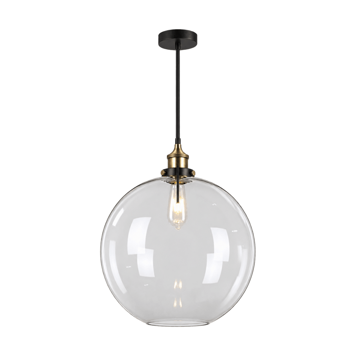Antique Brass Glass Pendant Light on a transparent background