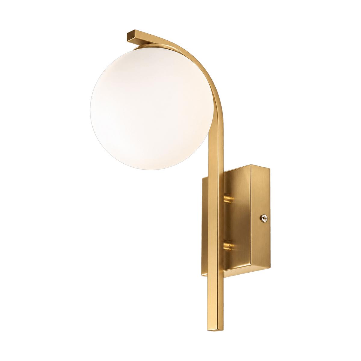 Curved Gold Wall Light on a transparent background
