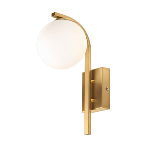 Curved Gold Wall Light on a white background