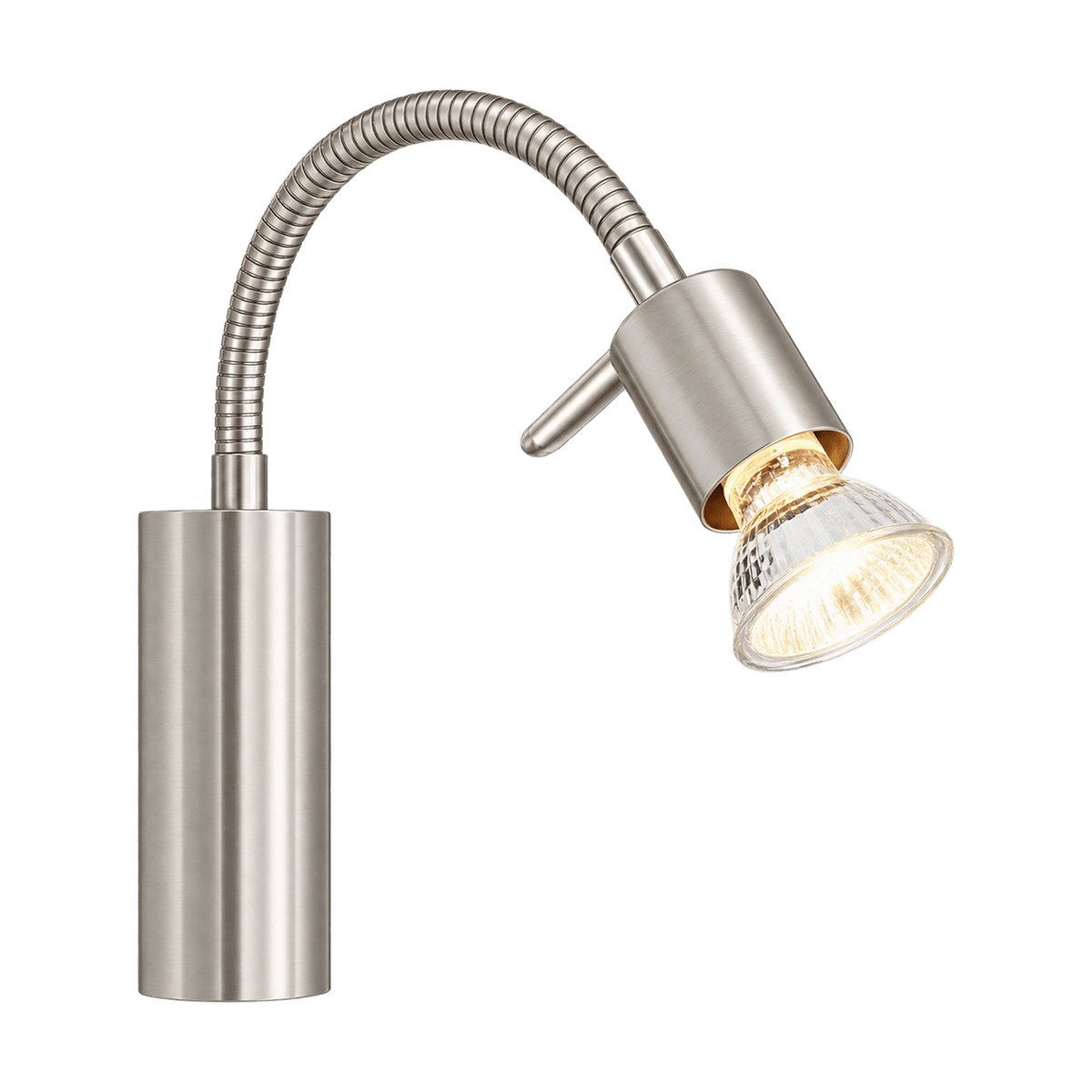 Satin Chrome LED Wall Light Flexible Stem on a transparent background