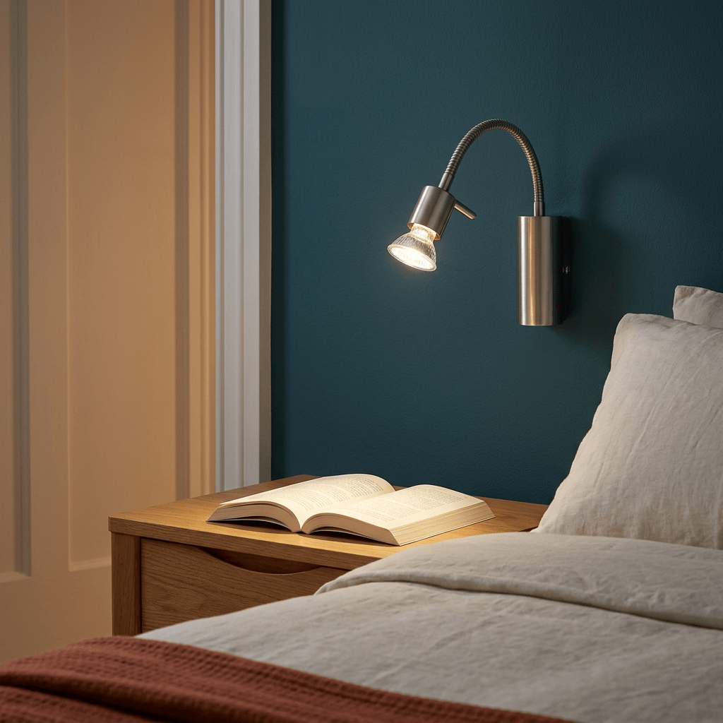 Satin Chrome LED Wall Light Flexible Stem